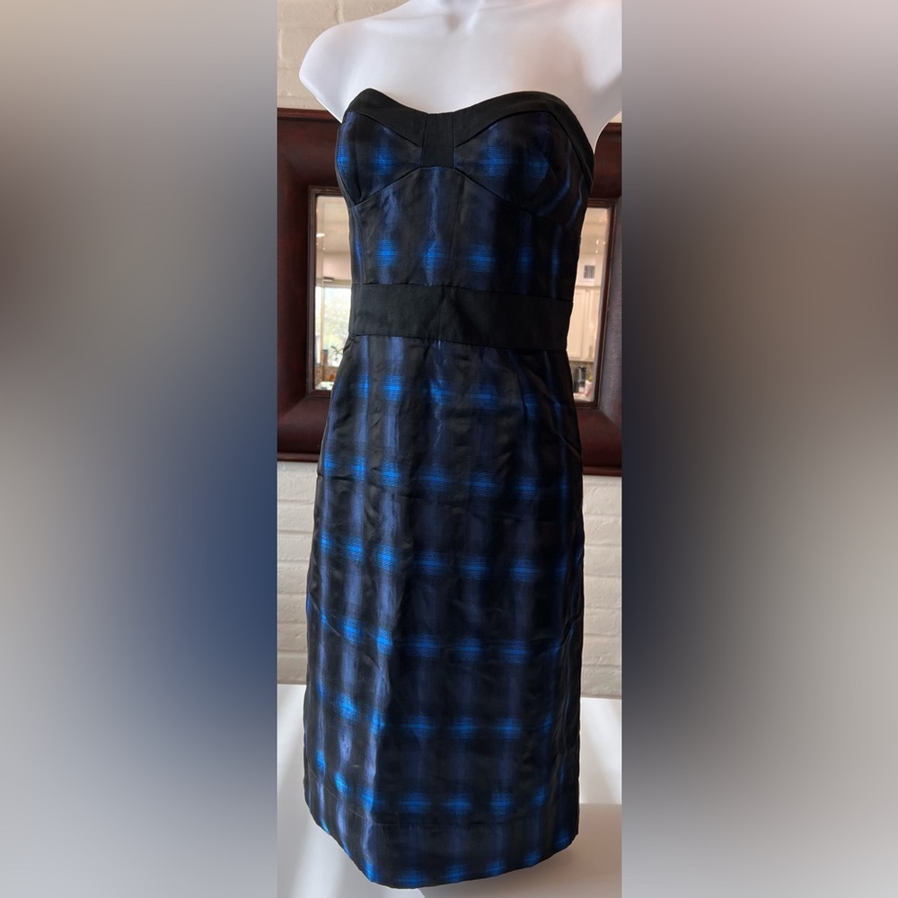 NWT Diane Von Furstenberg Strapless Blue and Black Dress size 10